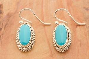 Artie Yellowhorse Genuine High Grade Sleeping Beauty Turquoise Sterling Silver  Earrings